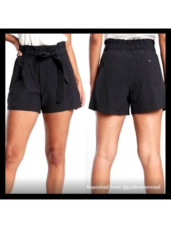 Athleta Pants - Athleta Skyline Short II 18 Black Paperbag Waist Athleisure Shorts